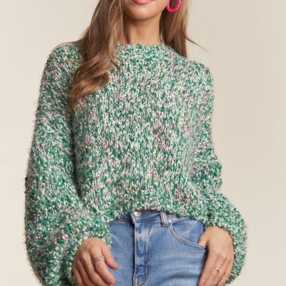 MULTI COLOR POPCORN TEXTURED SWEATER TOP - Picture 1 of 3